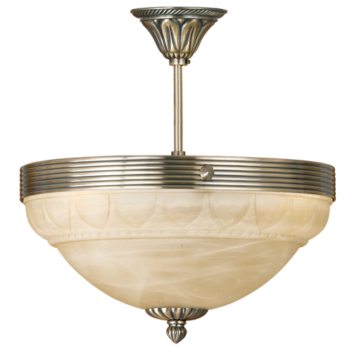 Marbella Loftlampe i metal Bronze med alabaser champagnefarvet glasskærm, 3x40W E14, diameter 37 cm, højde 41 cm.